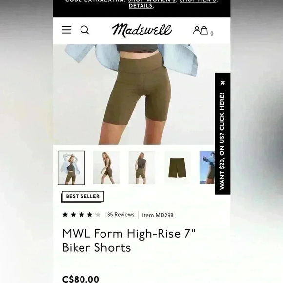 Madewell Shorts Biker Small Gym Exercise Yoga Walk Run Spandex Volleyball Summer - Picture 9 of 9